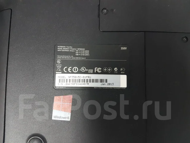 Samsung 350V5C. 15.6", 2,6����, ��� 6 ��, ���� 160���, WiFi: 1, Bluetooth: 1, ����������� �� 3��. ����