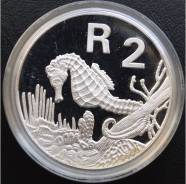 2 ранда.1997г. ЮАР. Морской конек. Серебро. Super RARE. Proof.