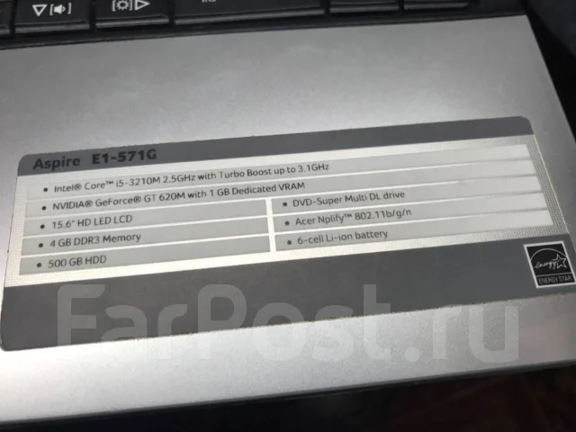 Acer Aspire E1-571G-53214G50Mnks. 15.6", 2,5����, ��� 6 ��, ���� 500���, WiFi: 1, ����������� �� 2��. ����