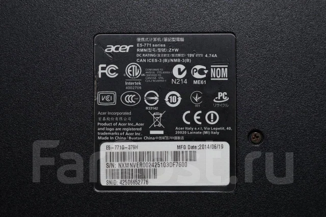 Acer Aspire E5-771G-379H. 17.3", 1 900����, ��� 6 ��, ���� 1 000���, WiFi: 1, Bluetooth: 1, ����������� �� 4��. ����