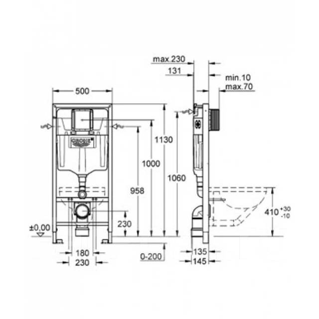 Инсталляция для подвесного унитаза с кнопкой Grohe Rapid SL 3 в 1 ...