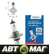 ����� ��������� ����� Avantech H4 (HB2) 12V 60/55W, 1480/965lm AB0012 ����