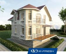 M-fresh Window (Дом с эркером, мягкая кровля, терраса). 100-200 кв. м., 2 этажа, 4 комнаты, бетон