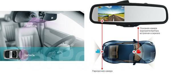 Видеозеркало car mirror две камеры функция парктроника