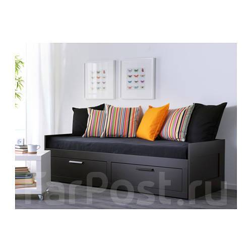 IKEA 70503663 BRIMNES БРИМНЭС Каркас кровати-кушетки с 2 ящиками - белый 80x200 см