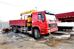 Howo Sinotruk. Бортовой грузовой автомобиль Howo 4x4 с крановой установкой XCMG SQ5SK, 10 000 куб. см., 5-10 т