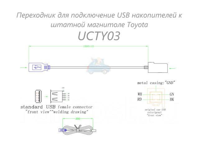 Как подключить юсб адаптер к магнитоле Переходник для подключения USB накопителей к штатной магнитоле Toyota (тип 1) ку