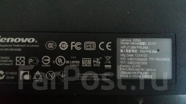Lenovo G580. 15.6", 1,7����, ��� 2048 ��, ���� 120���, WiFi: 1, ����������� �� 5��. ����