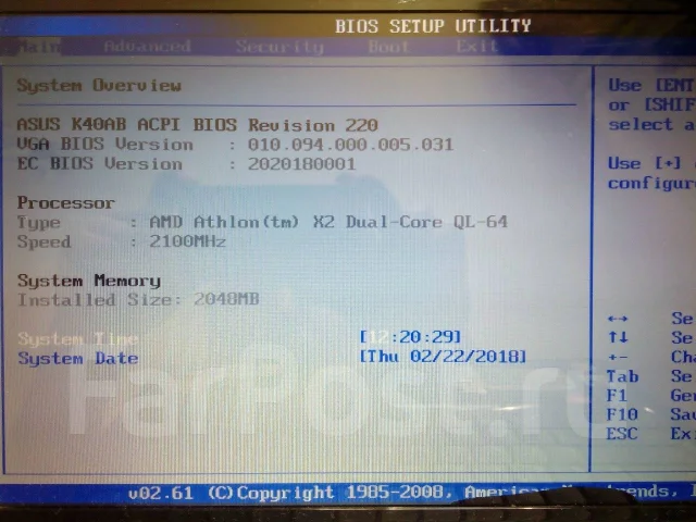 Asus K40AB. 14", 2,1����, ��� 2048 ��, ���� 250���, WiFi: 1, ����������� �� 1��. ����