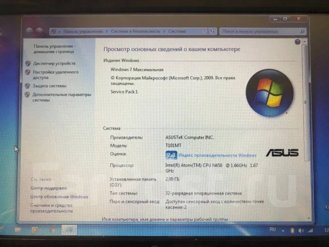 Asus Eee PC T101MT. 10.1", 1,6����, ��� 2048 ��, ���� 160���, WiFi: 1, ����������� �� 3��. ����