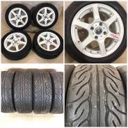 195/55R15 yokohama neova с японскими белыми дисками 5zigen 4-114,3. 7.0x15 4x114.30 ET42 ЦО 73,1 мм.