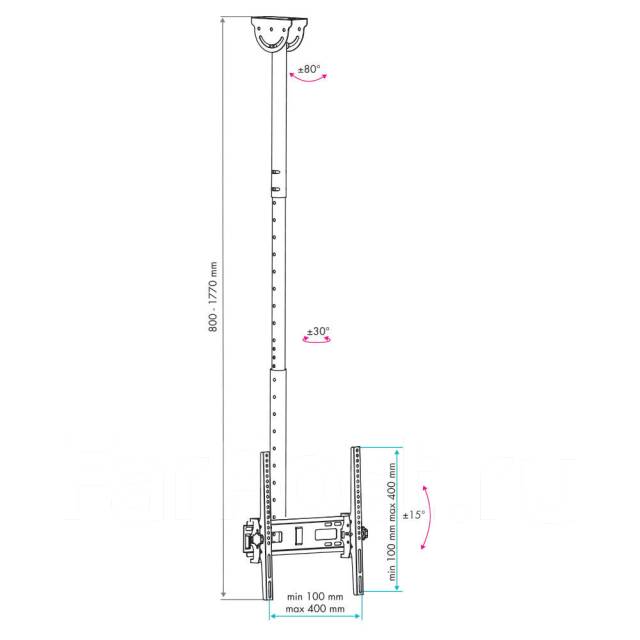 Потолочный кронштейн для LED/LCD телевизоров VLK Trento-61 Black, новый ...