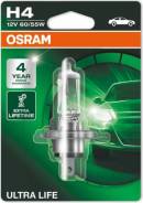 Лампа H4 12V 60/55W P43t галогенная увелич. срок службы