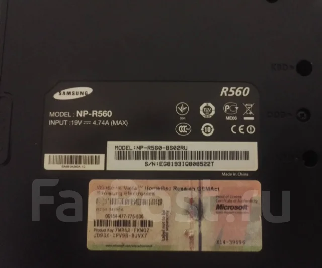 Samsung R. 15.6", 2,3����, ��� 3072 ��, ���� 150���, WiFi: 1, Bluetooth: 1 ����