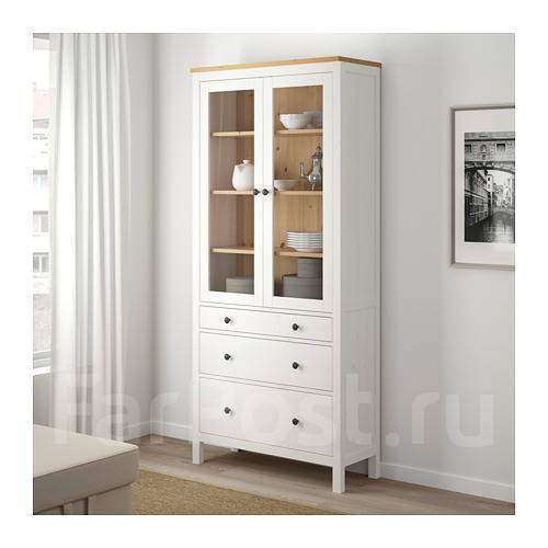 Hemnes хемнэс комод с 3 ящиками белая морилка 108x96 см