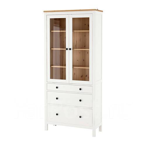 Hemnes хемнэс комод с 3 ящиками белая морилка 108x96 см