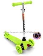 Самокат Scooter 21st Mini зеленый (от 1,5 -5 лет), светящиеся колеса