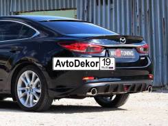 Диффузор-накладка (с килями) на задний бампер Mazda 6 GJ (2012г-н. в). Mazda Mazda6, GJ