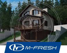 M-fresh Robinson (Проект маленького дома на склоне с террасой и баней). 100-200 кв. м., 2 этажа, 3 комнаты, бетон
