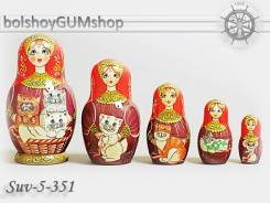 Матрешка российская (оригинал) 5 предметов 75х140 - suv-5-351