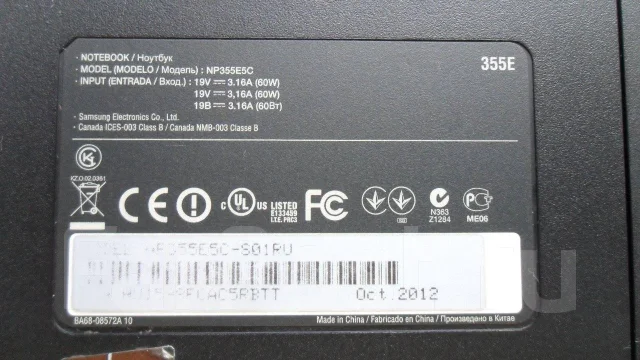 Samsung 355E5C. 15.6", 1,7����, ��� 4 ��, ���� 320���, WiFi: 1, Bluetooth: 1, ����������� �� 1��. ����