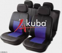 Авточехлы "Akuba Экокожа" KOZH/BK-BL черно-синие