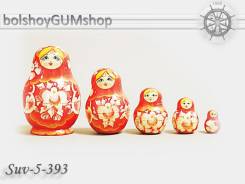 Матрешка российская (оригинал) 5 предметов 67*100 - suv-5-393-1 Красная