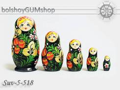 Матрешка российская (оригинал) 5 предметов 48х90 - suv-5-518 Хохлома