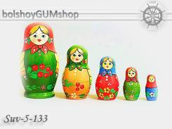 Матрешка российская (оригинал) 5 предметов 60х110 - suv-5-133 Зеленая ягодка