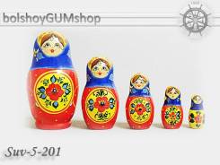 Матрешка российская (оригинал) 5 предметов 60*110 - SUV-5-201 Медальон