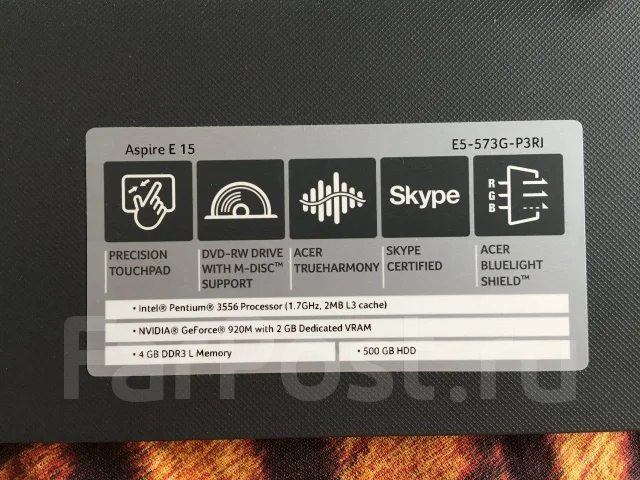 Acer Aspire E15. 15.6", 1 700����, ��� 4 ��, ���� 500���, WiFi: 1, Bluetooth: 1, ����������� �� 5��. ����