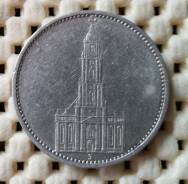 Германия 5 марок 1934г (J) Ag900 Кирха