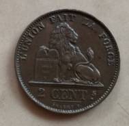 Бельгия 2 сантима 1876г AU