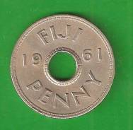 1 пенни 1961 г. Фиджи. Не частая.