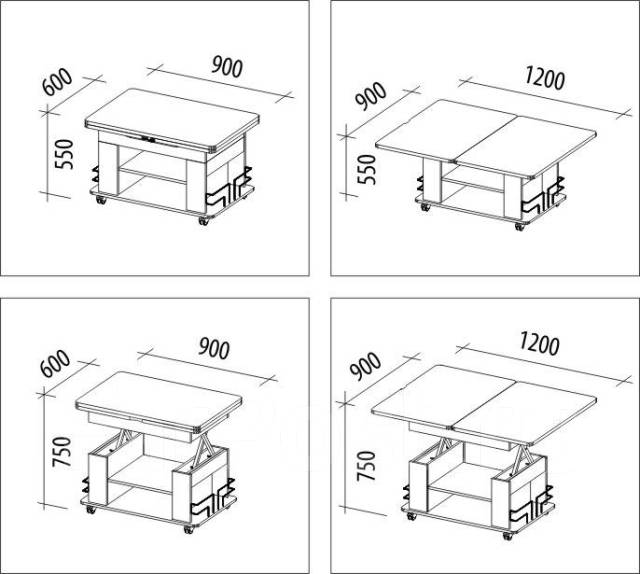 Журнальный стол трансформер схема