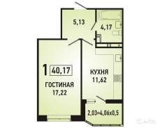 1-комнатная, р-н Прикубанский, Героя Яцкова И.В., Литер 18. ККБ, агентство, 41 кв. м.