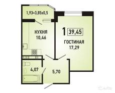 1-комнатная, р-н Прикубанский, Героя Яцкова И.В., ЖК «Губернский» Литер 24. ККБ, агентство, 40 кв. м.