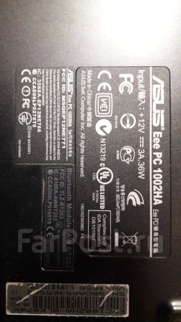 Asus Eee PC. 10", 1 600����, ��� 1024 ��, ���� 160���, WiFi: 1, Bluetooth: 1, ����������� �� 5��. ����