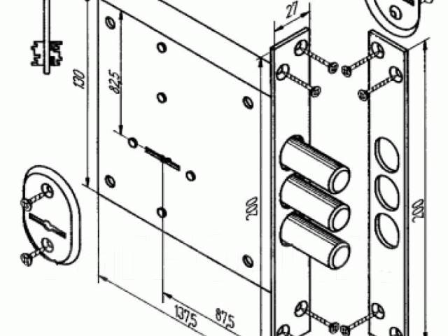 Состав замка врезного замка
