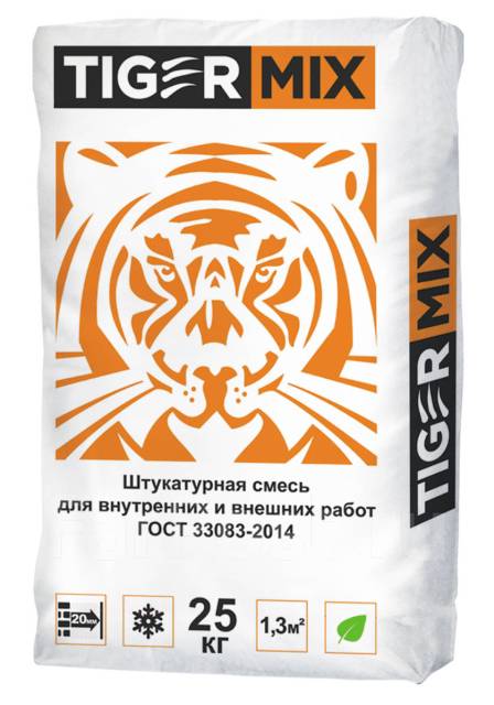 Штукатурка для наружных и внутренних работ ТайгерМикс 25кг, в наличии ...