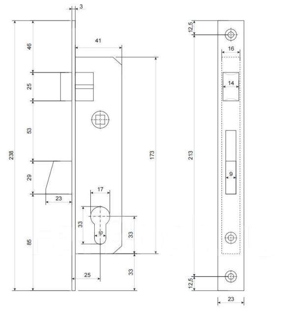 Замок врезной apecs 7600 25 ni