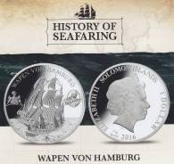 Соломоновы о-ва 1 доллар 2016 Wapen von Humburg. Корабль. Парусник