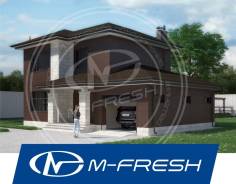 M-fresh Bergamont-зеркальный (Готовый проект дома из газобетона! ). 100-200 кв. м., 2 этажа, 3 комнаты, бетон