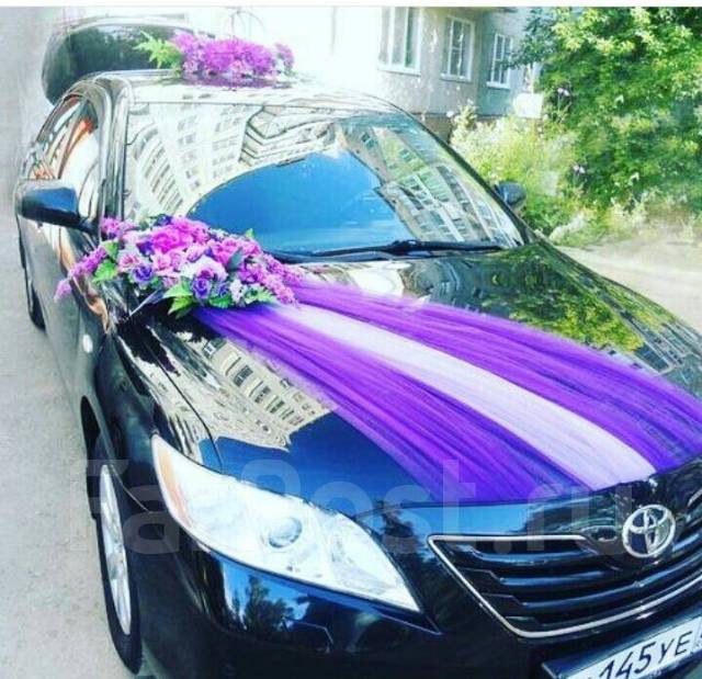 Украшение машины на свадьбу розовый цвет