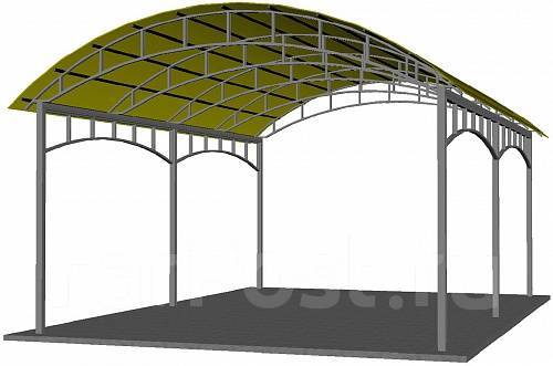 Большой навес из поликарбоната - размер 10 х 5 м
