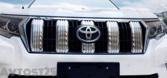 Накладка на решетку бампера. Toyota Land Cruiser Prado, GDJ150L, GDJ150W, GDJ151W, GRJ150L, TRJ150L, TRJ150W, GRJ151W, GRJ150W, KDJ150, TRJ150, KDJ150...
