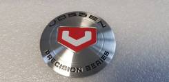 Наклейка на колпачки Vossen 56мм серебро с красным логотипом 4шт. Диаметр 4"", 4 шт