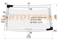 Стекло заднее HYUNDAI ACCENT, HYUNDAI ACCENT/VERNA 06-11 4D, HYUNDAI VERNA XYG ACCENT-06 RW/H/X