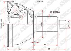 Шрус AUDI A2 00-07, SKODA FABIA 07- 5D HBK, SKODA FABIA 99-07 5D HBK, SKODA RAPID LBK 12-, VOLKSWAGEN POLO IV 01-09 5D SAT VW-202