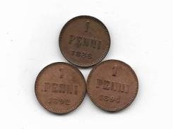 Редкие 1 пенни 1888, 1892, 1894гг. (3шт. ) В отличном сохране!